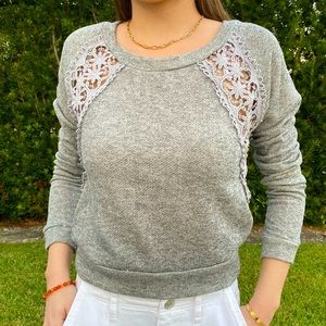 Delia’s gray terry sweatshirt with embroidery inserts. SIZE SMALL